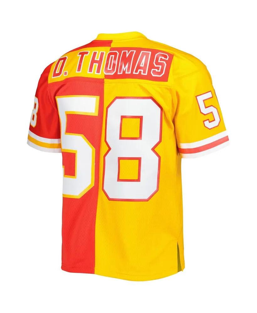 Men's  Derrick Thomas Red, Gold Kansas City Chiefs 1994 Split Legacy Replica Jersey