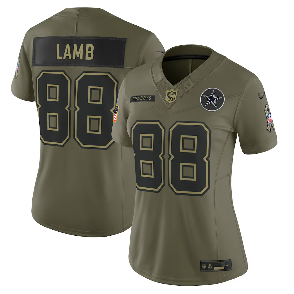 Women's Dallas Cowboys CeeDee Lamb  Olive 2025 Salute to Service Limited Jersey