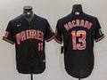Men's San Diego Padres Manny Machado #13 Black Player Game Jersey1