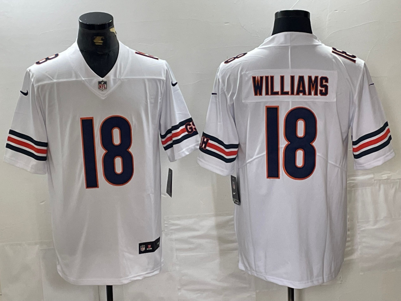 Men's Chicago Bears Caleb Williams #18 White 2024 NFL active First Round Pick Player Game Jersey2