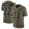 Baltimore Ravens Derrick Henry Olive 2025 Salute to Service Limited Jersey