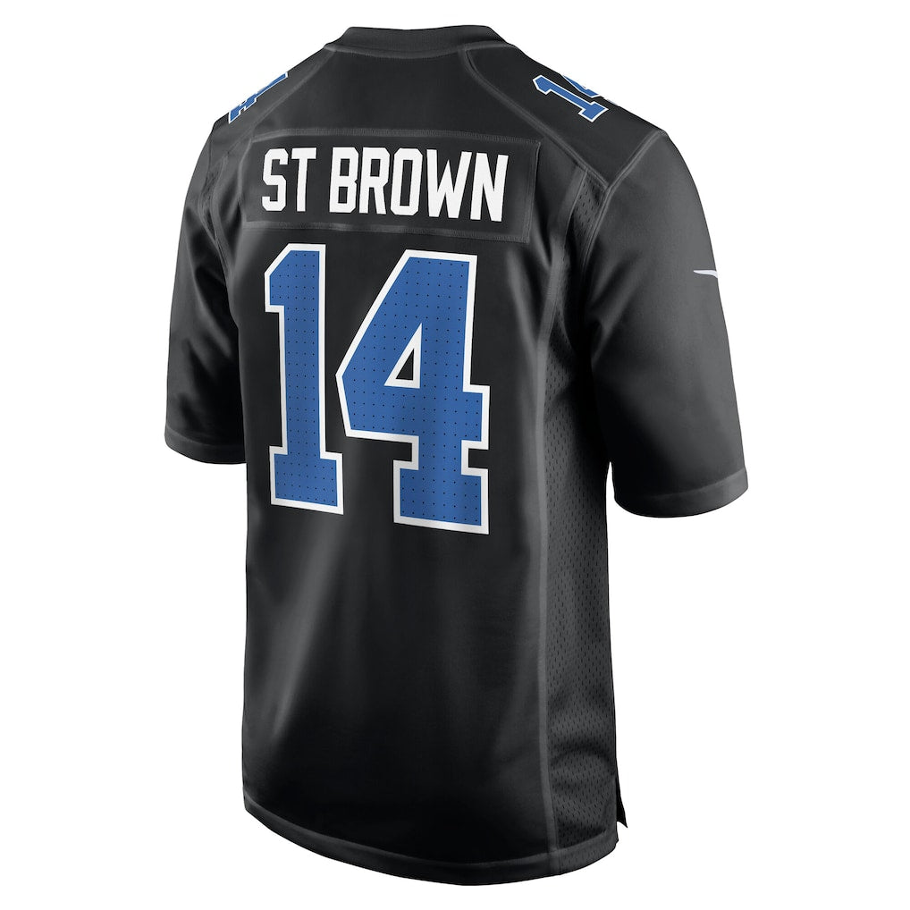 D.Lions #14 Amon-Ra St. Brown Carbon Black Carbon Fashion Jersey