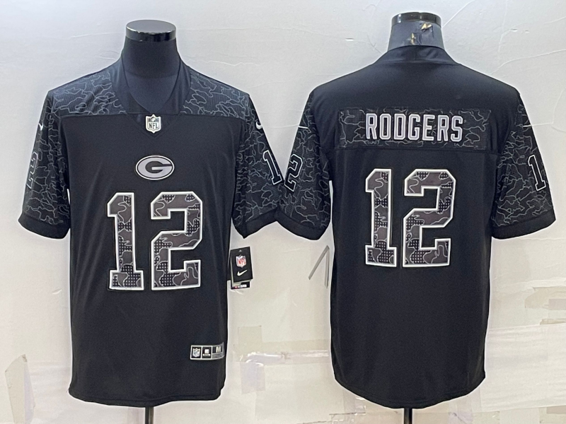 Men's Green Bay Packers Aaron Rodgers Black Retired Player RFLCTV Limited Jersey