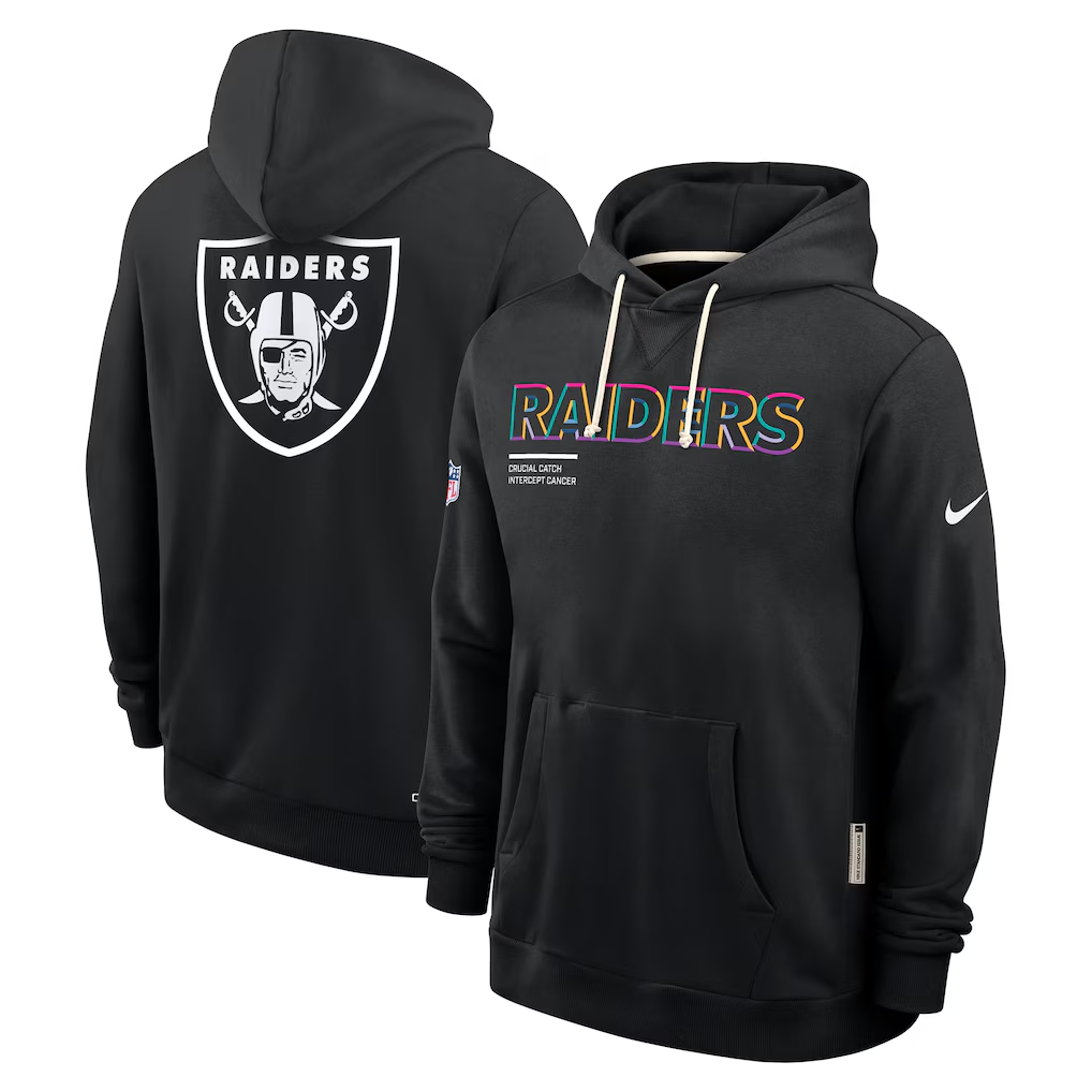 Men's Las Vegas Raiders  Black 2025 NFL Crucial Catch Sideline Standard Issue Dri-FIT Hoodie