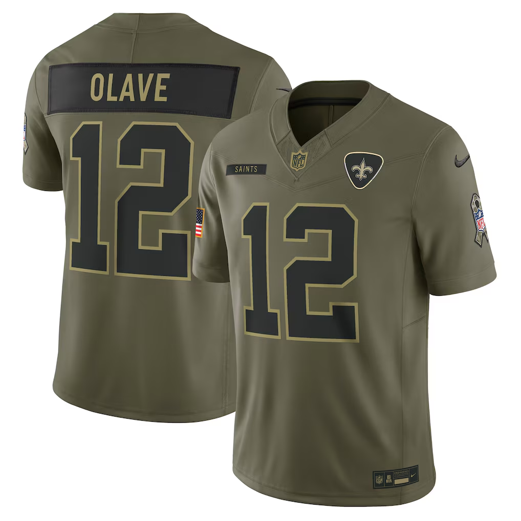 Men's New Orleans Saints Chris Olave  Olive 2025 Salute to Service Limited Jersey