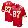Men's Kansas City Chiefs Travis Kelce #87 Red Super Bowl LVII Patch Game Jersey1
