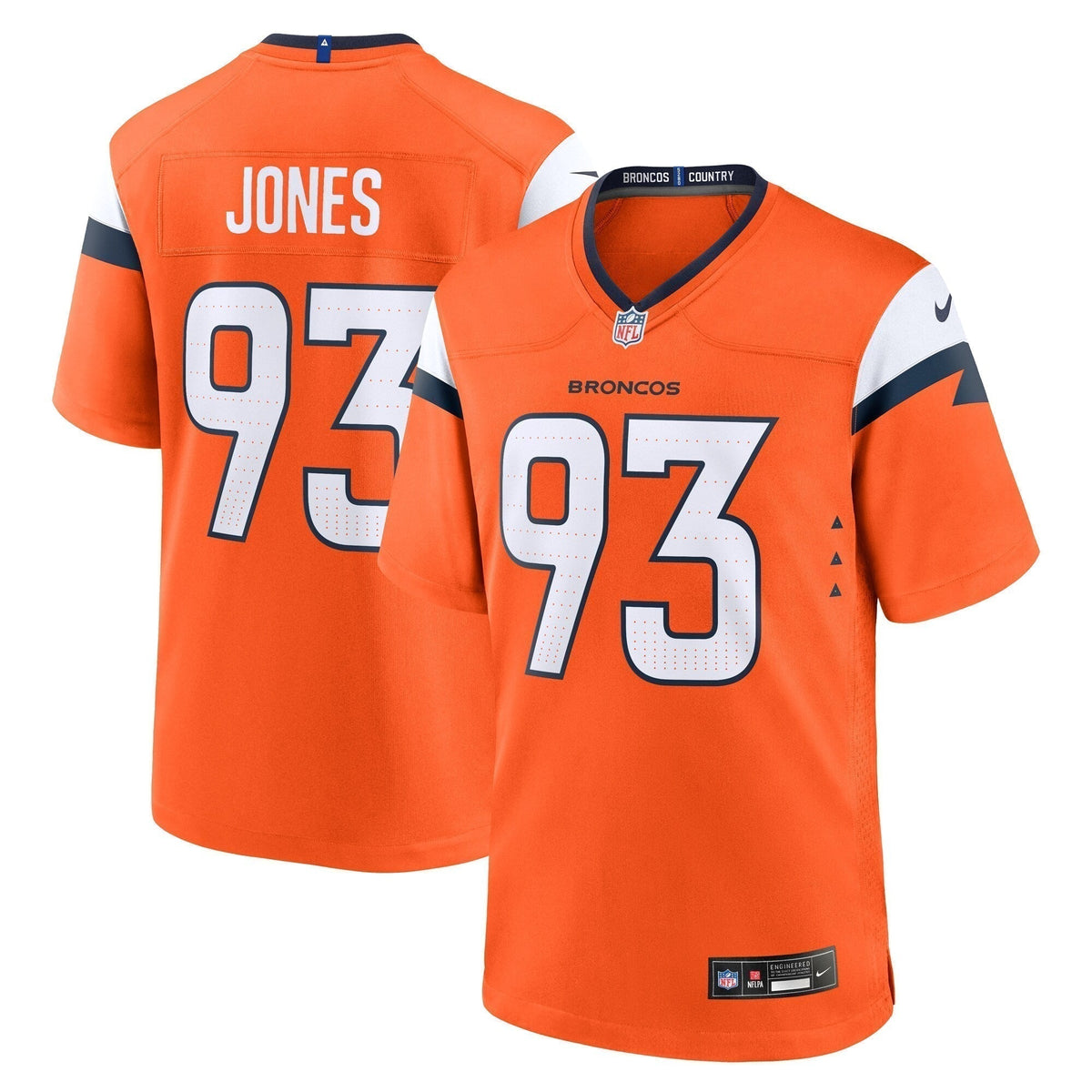 D.J. Jones Denver Broncos  Team Game Jersey -  Orange
