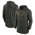 Men's Green Bay Packers  Forest Green 2025 Salute to Service Sideline Dri-FIT Lightweight Hooded Pullover