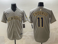 Men's Milwaukee Brewers Jackson Chourio Grey Replica Player Jersey