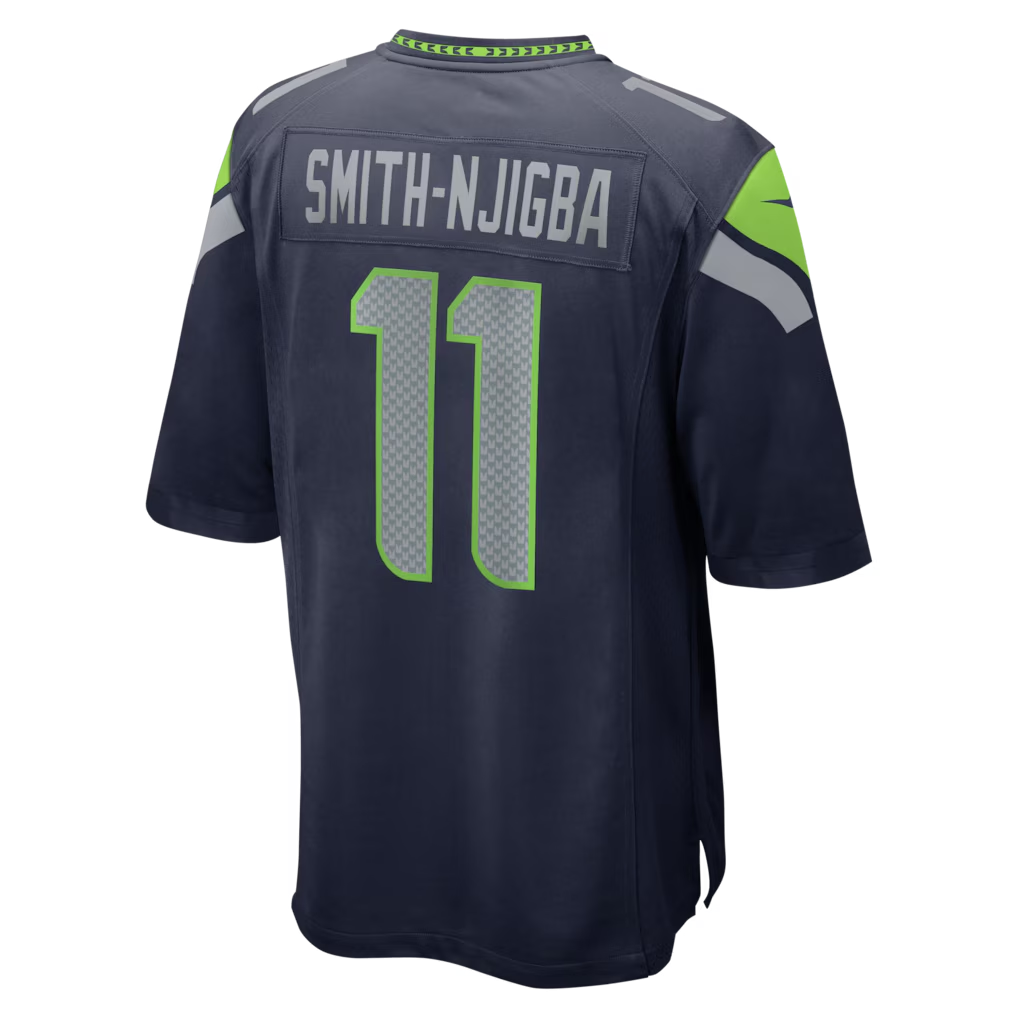 Men's Seattle Seahawks Jaxon Smith-Njigba  College Navy Super Bowl LX Patch Game Jersey