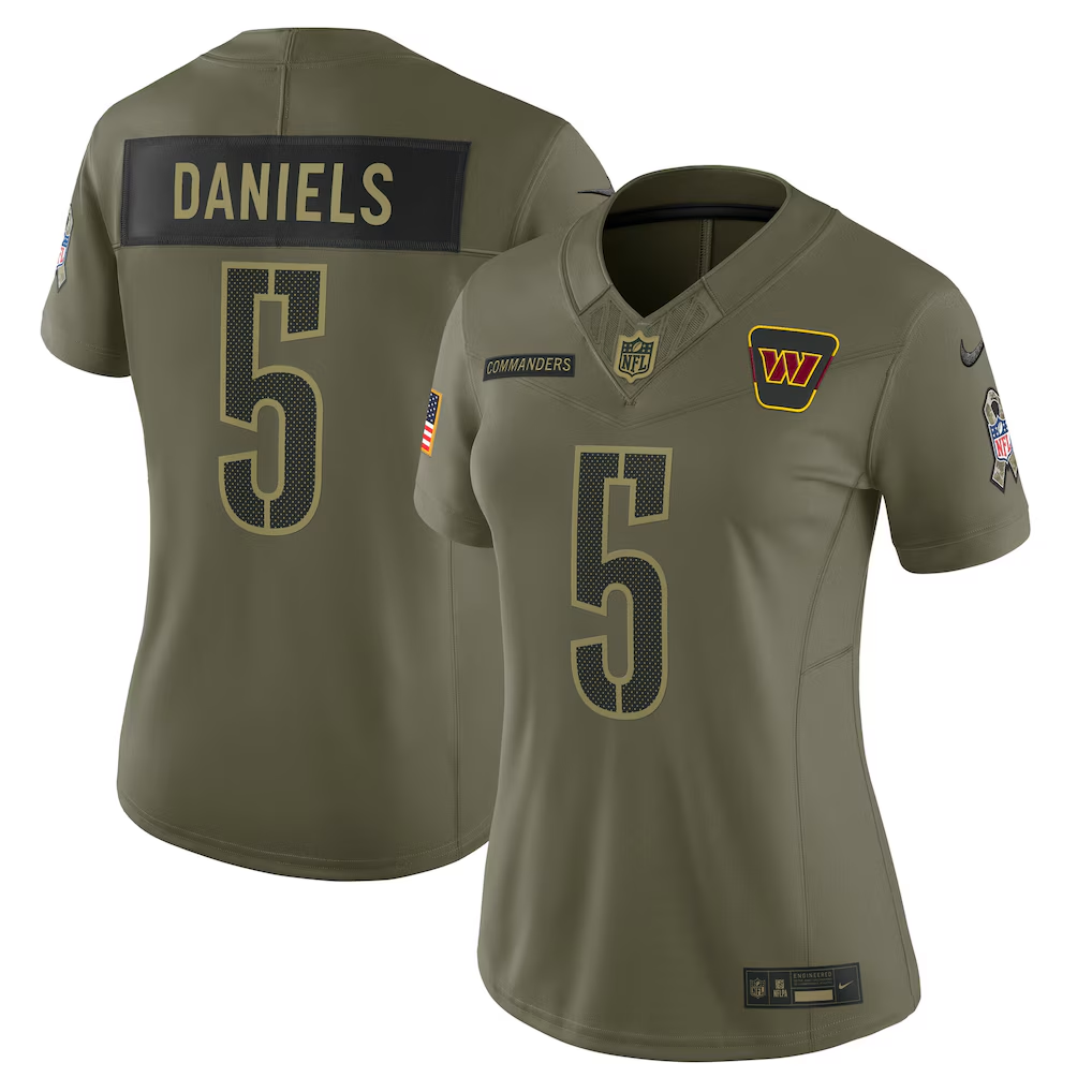 Women's Washington Commanders Jayden Daniels  Olive 2025 Salute to Service Limited Jersey