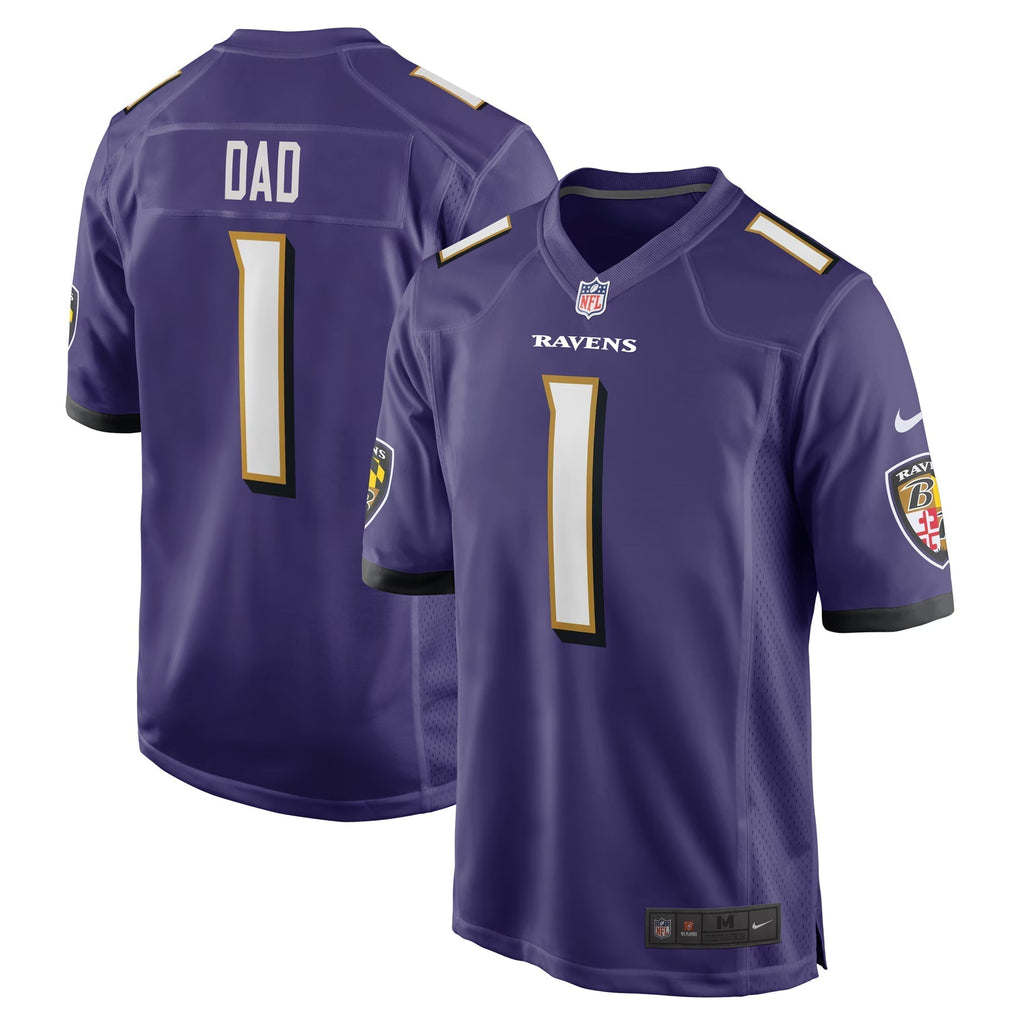 Baltimore Ravens Number 1 Dad Purple Game Jersey