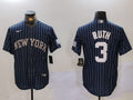 Men's New York Yankees Babe Ruth #3 Navy Player Jersey1