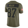 KC.Chiefs #87 Travis Kelce Olive 2025 Salute to Service Limited Jersey