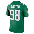 P.Eagles #98 Jalen Carter Kelly Green Legend Player Performance Top Jersey