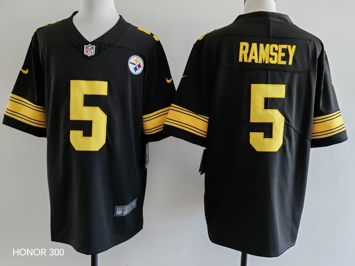 Men's Pittsburgh Steelers Jalen Ramsey  Jersey -  Black-yellow numbers