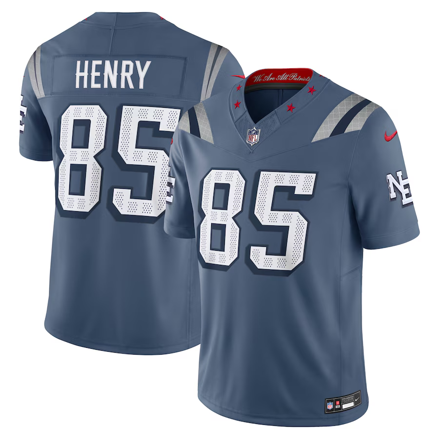 Men's New England Patriots Hunter Henry  Storm Blue 2025 Rivalries Collection Limited Jersey