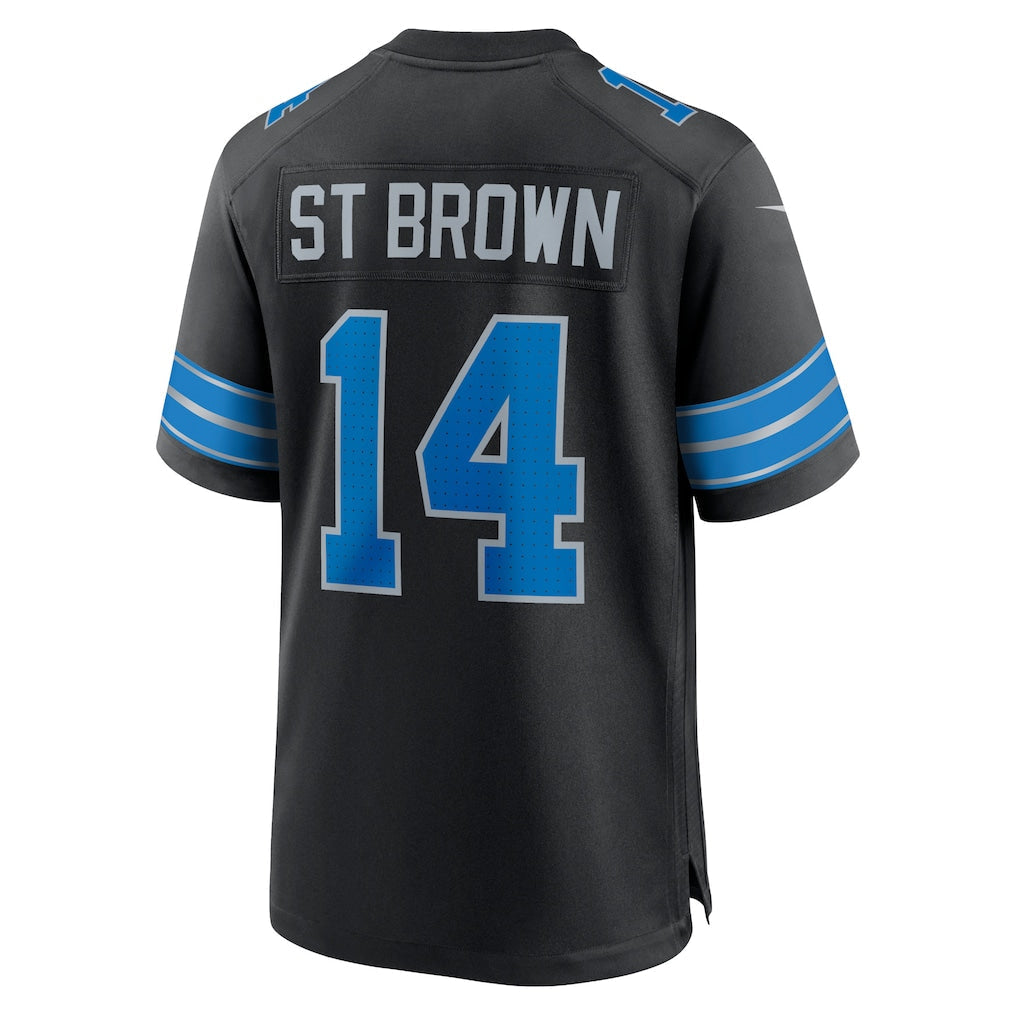 D.Lions #14 Amon-Ra St. Brown Black 2nd Alternate Game Jersey