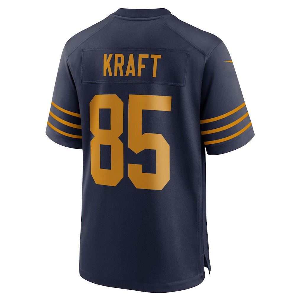 GB. Packers #85 Tucker Kraft Navy Alternate Game Jersey