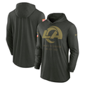 Men's Los Angeles Rams  Forest Green 2025 Salute to Service Sideline Dri-FIT Lightweight Hooded Pullover