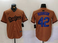 Men's Los Angeles Dodgers Jackie Robinson #42 Brown Game Player Jersey1