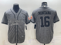 Men's San Francisco 49ers Joe Montana Grey Game Jersey Joint Edition