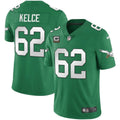 Men's Philadelphia Eagles Jason Kelce  Jersey-green-Four-star captain's patch
