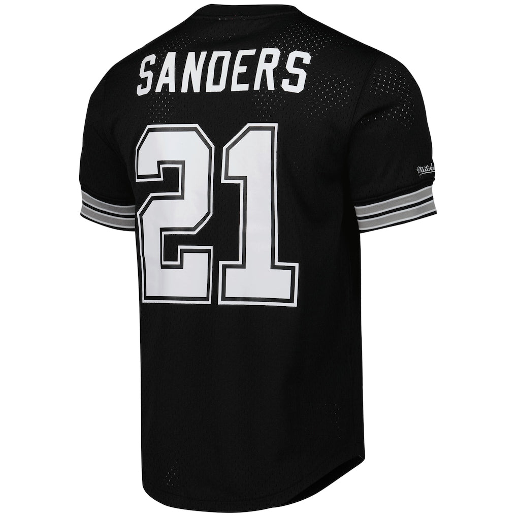 D.Cowboys #21 Deion Sanders Black Retired Player Name & Number Mesh Top Jersey