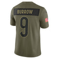 C.Bengals #9 Joe Burrow Olive 2025 Salute to Service Limited Jersey