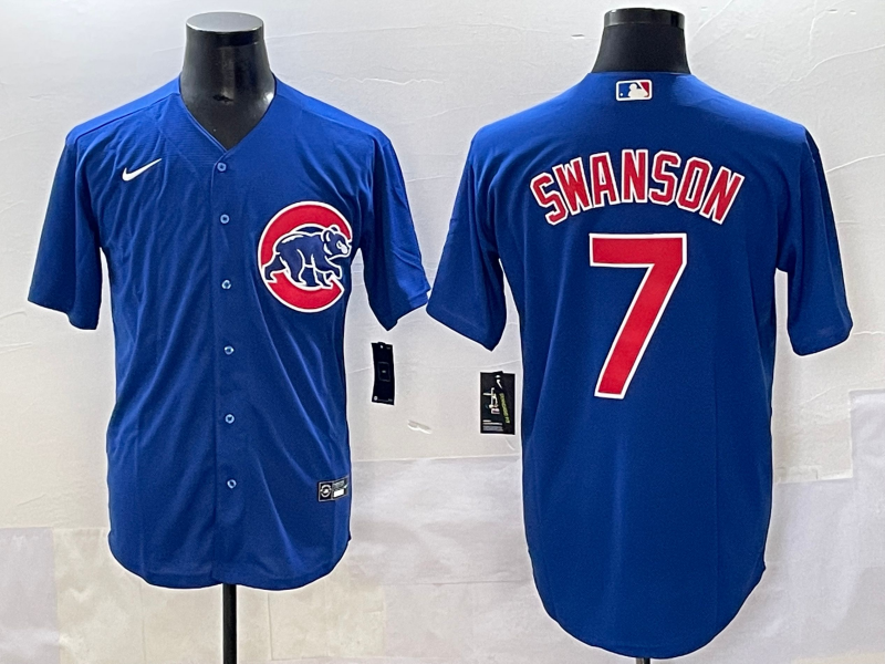 Men's Chicago Cubs Dansby Swanson Royal Replica Player Jersey
