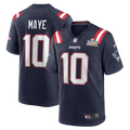 Men's New England Patriots Drake Maye #10 Navy Super Bowl LX Patch Game Jersey