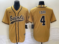 Men's New Orleans Saints Derek Carr Yellow Game Jersey Joint Edition