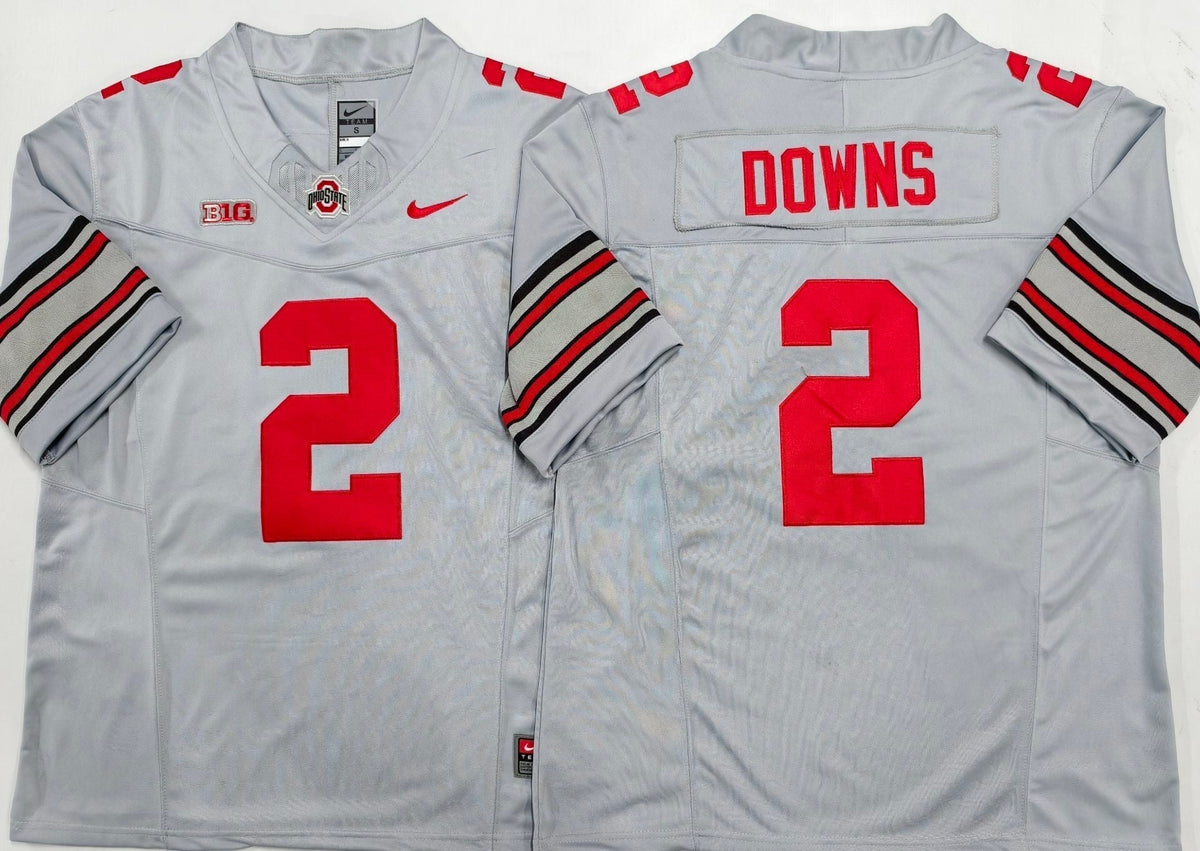 Men's Ohio State Buckeyes Caleb Downs #2 Gray Player Game Jersey