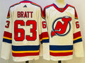 Men's New Jersey1 Devils Jesper Bratt #63 White Game Jersey1
