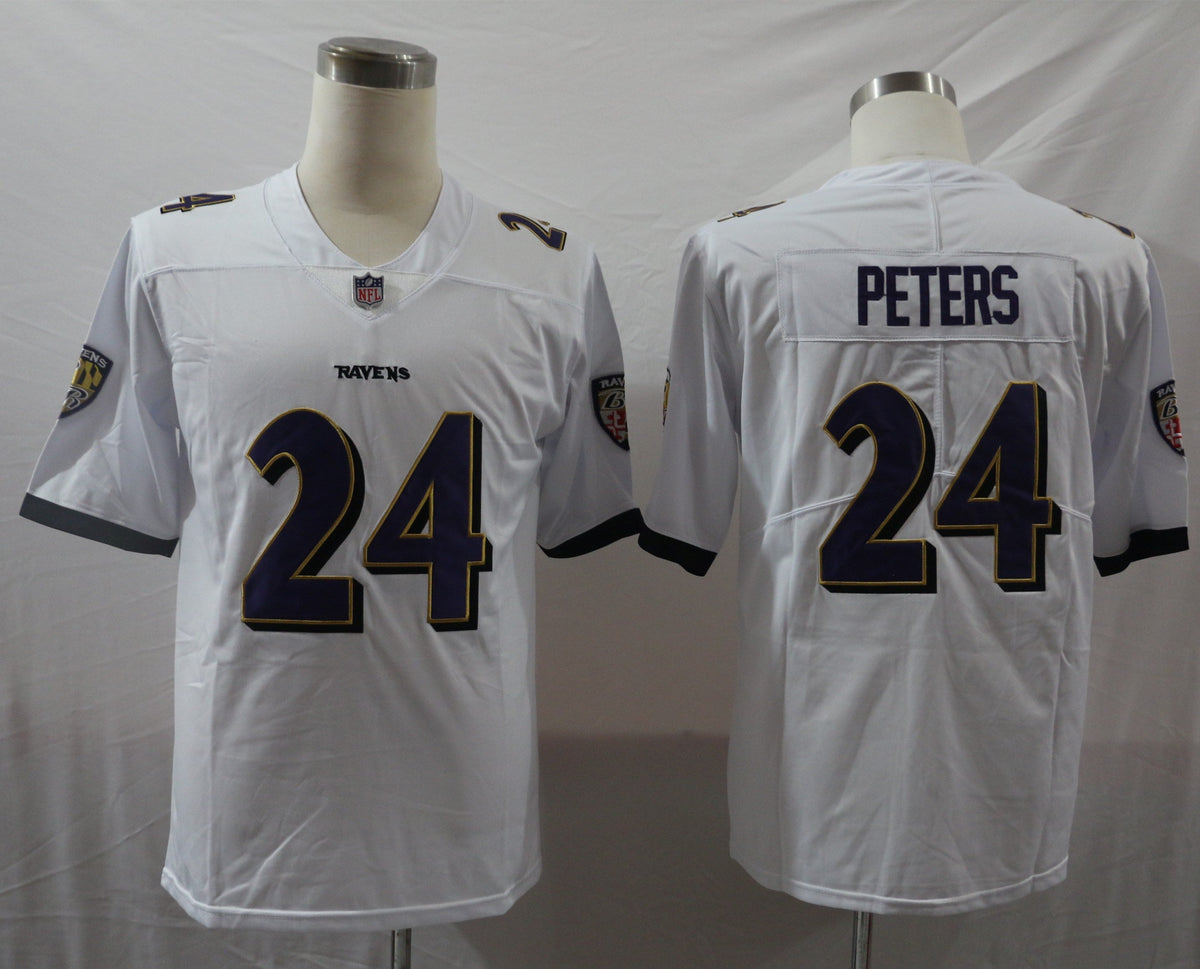 Men's Baltimore Ravens Marcus Peters #24 White Game Jersey1