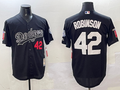 Men's Los Angeles Dodgers Jackie Robinson #42 Black Throwback Cooperstown Collection Limited Jersey1
