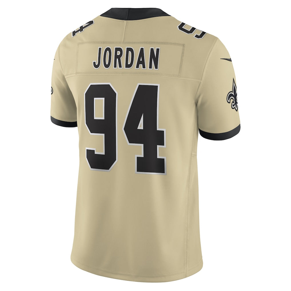 NO.Saints #94 Cameron Jordan Gold Alternate Gameday Golds Alternate Vapor F.U.S.E. Limited Jersey