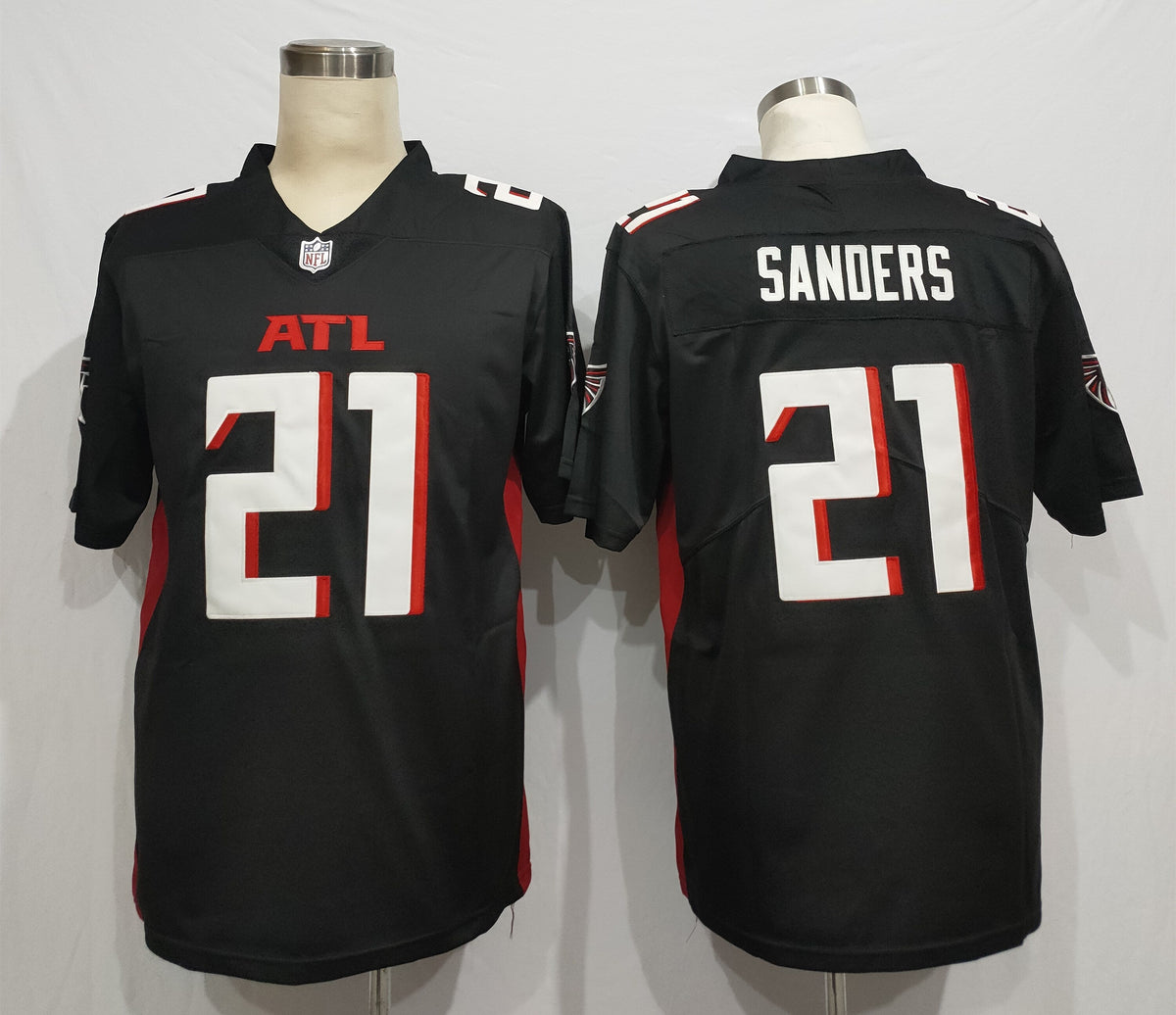 Men's Atlanta Falcons Deion Sanders Black Game Player Jersey