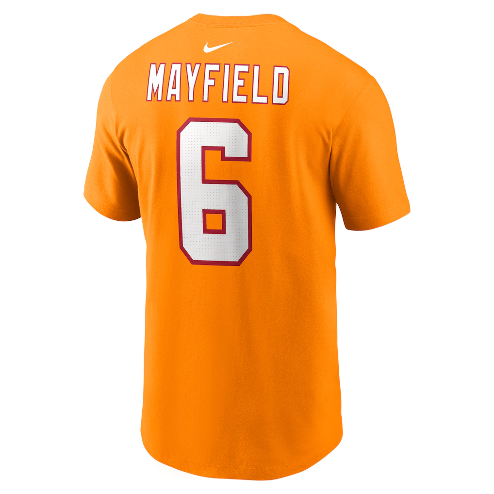 Men's Tampa Bay Buccaneers Baker Mayfield  Orange Player Name & Number T-Shirt