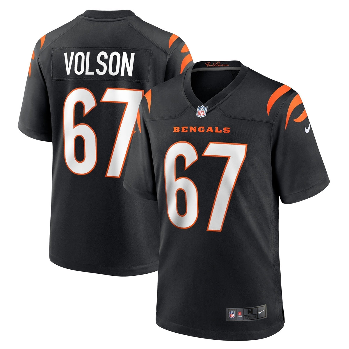 Cordell Volson Cincinnati Bengals  Game   Jersey - Black