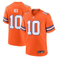Bo Nix Denver Broncos  Mile High Collection 1977 Throwback   Game Jersey - Orange