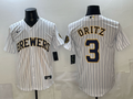Men's Milwaukee Brewers Joey Ortiz #3 White Home Replica Player Jersey