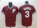 Men's Philadelphia Phillies Bryce Harper #3 Red Replica Player Jersey1
