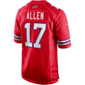 B.Bills #17 Josh Allen Red Alternate Game Player Jersey