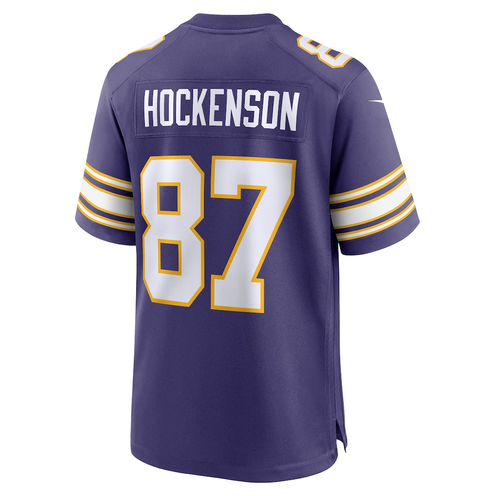 M.Vikings #87 T.J. Hockenson Purple Classic Player Game Jersey