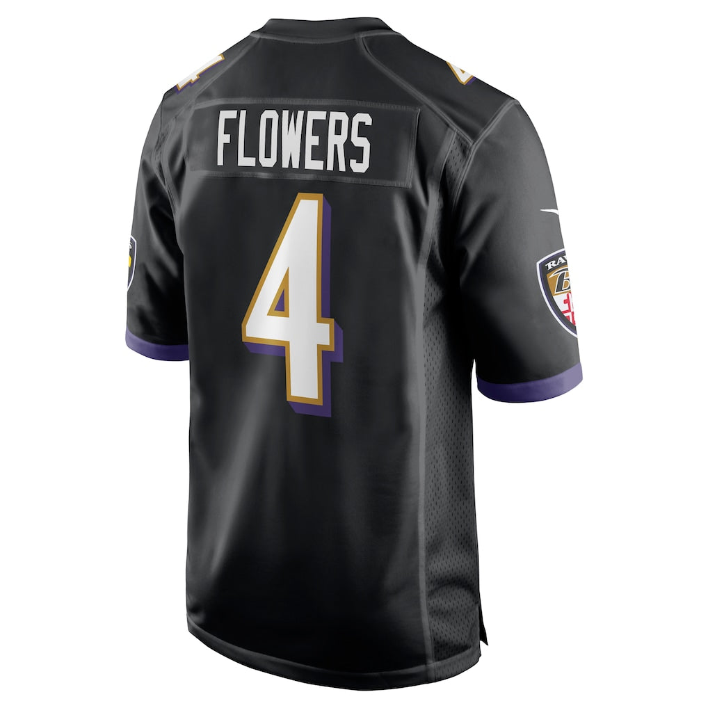 B.Ravens #4 Zay Flowers Black Alternate Game Jersey