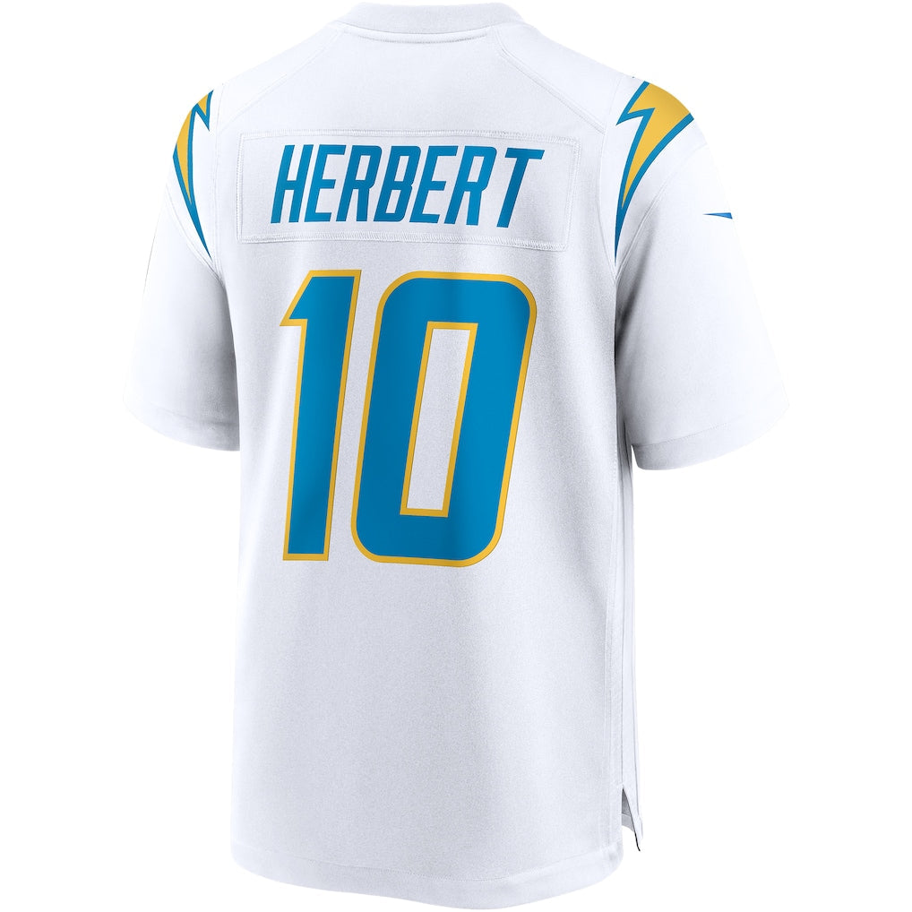 LA.Chargers #10 Justin Herbert White Game Jersey