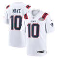 Men's New England Patriots Drake Maye #10 White Super Bowl LX Patch Game Jersey