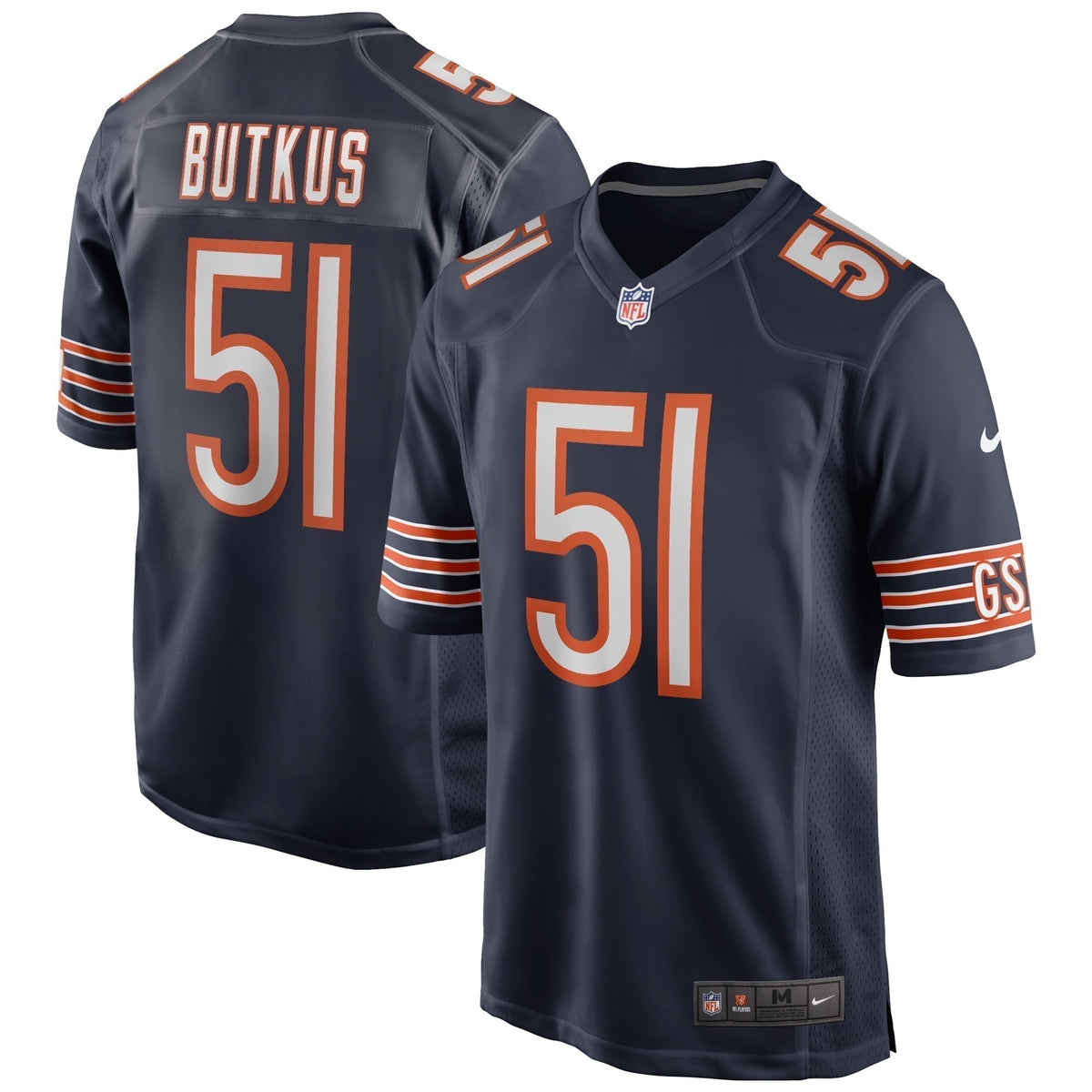 Dick Butkus Chicago Bears Game Retired   Jersey - Navy