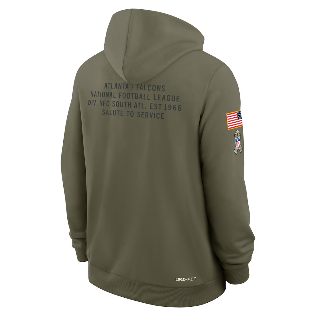 Men's Arizona Cardinals  Olive 2025 Salute to Service Sideline Standard Issue Dri-FIT Hoodie
